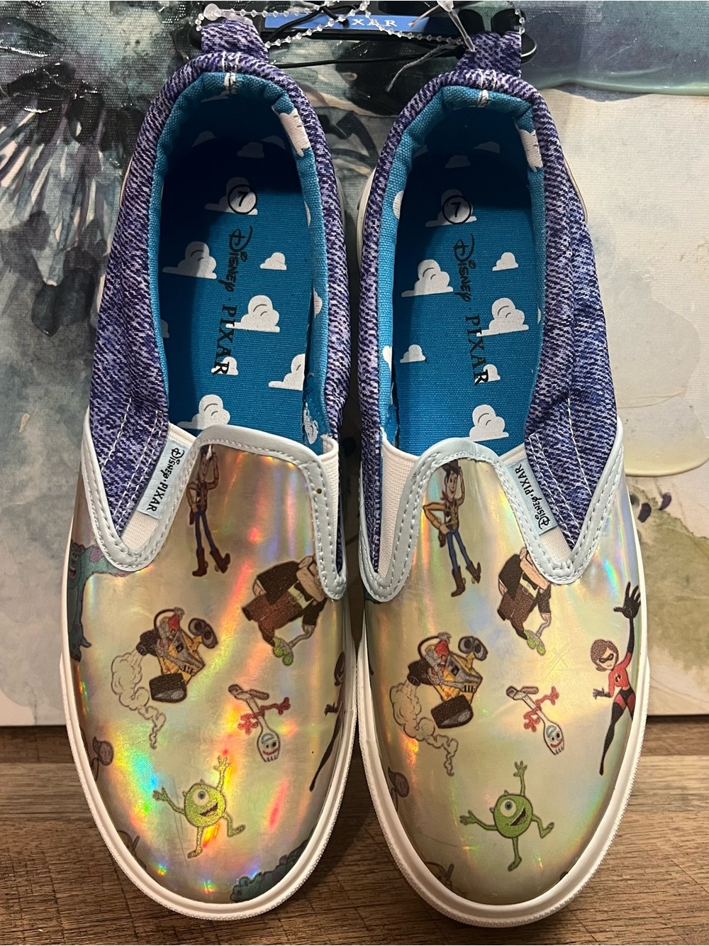 Disney’s Pixar Slip-On Sneakers size 7 NWT